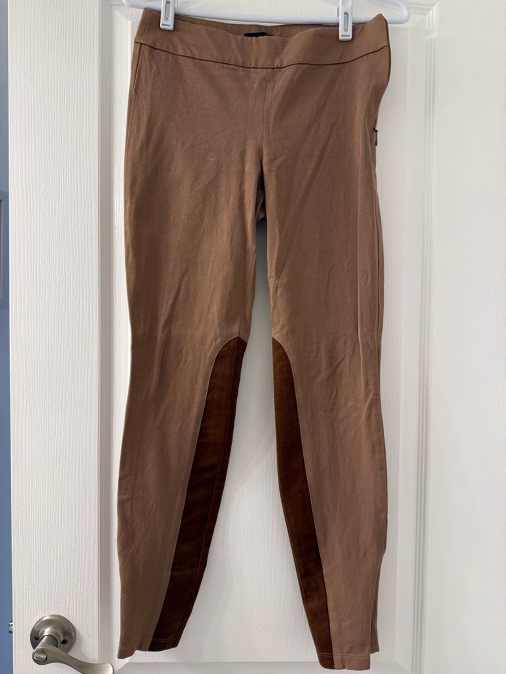WHBM Brown Riding Style Leggings with Suede Inner Knee Panels